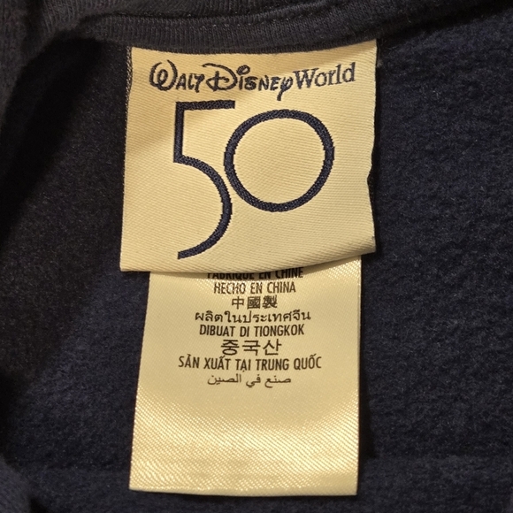 Walt Disney World 50th Anniversary Navy Iridescent Rose Gold Cropped Hoodie Xl - Picture 3 of 7